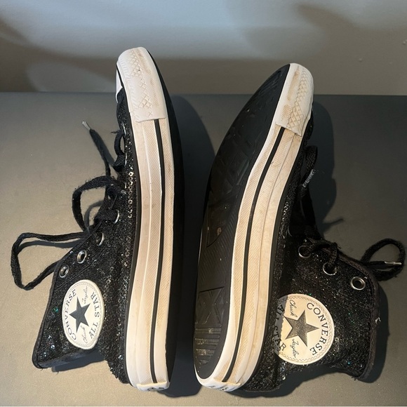 Converse all star chuck Taylor sequin black sneakers womens size 7 - Picture 5 of 6